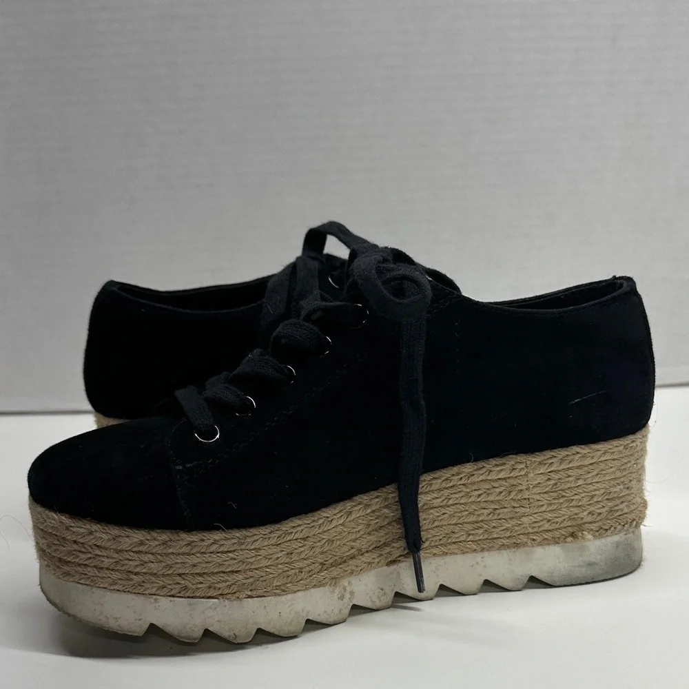 Steve Madden Karma Espadrille Platform Sneakers Shoes Lace Up Black White Size 7